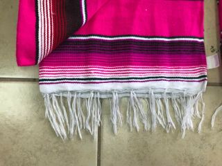 TWO PIECE SERAPE SET,  5 ' X 7 ',  Mexican Blanket,  HOT ROD,  Covers,  XXL,  PINK, 3