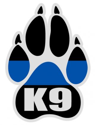 K - 9 Paw Police Blue Line Large Reflective Decal Sticker