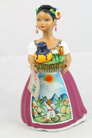 Lupita Najaco Ceramic Doll/figurine Pottery Mexican Pulque Seller Purple