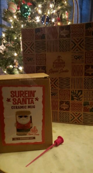 Beachbum Berry Sippin Surfing Santa Tiki Mug 16 Oz Bonus Garnish Tiki Pick & Bag