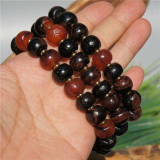 Natural Black - Red Old Agate Prayer Beads Tibetan Dzi Abacus Beads Hand String