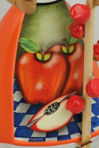 Lupita Najaco Ceramic Doll Figurine Mexico Folk Art Candy Apple Seller Orange 3