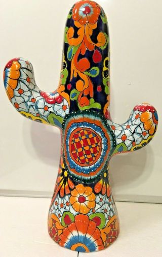 Talavera Cactus Figure Southwest Gerardo Garcia Xl 17 " Mexican Folk Art Pottery