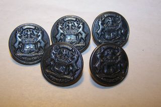 Vintage Michigan Coat Of Arms State Seal Buttons By Waterbury