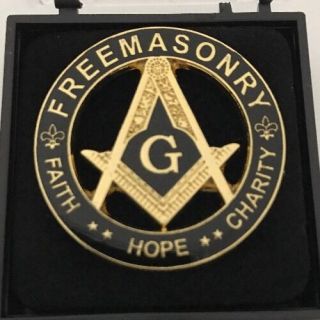 Freemason Masonic Faith Hope Charity Lapel Pin In Black And Gold Tone
