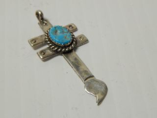 Isleta Dsgn Navajo Indian Sterling Silver Christian Religious Double Cross