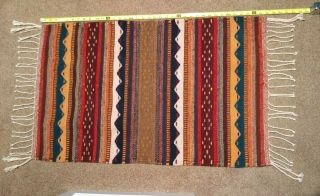 Authentic Oaxacan Zapotec Hand Woven Wool Tapestry Rug - Natural Dyes 23 " X 38 "