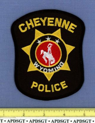 Cheyenne (black Border) Wyoming Sheriff Police Patch Rodeo Cowboy Wild Horse