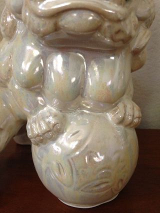 Chinese Ceramic Foo Dog Guardian Lion Fu Figurine Statue Pair Off - White Glazed 3