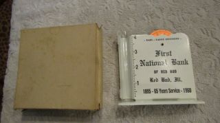 Vintage Rain Gauge Recorder 1st First National Bank Red Bud Ill 65 Yrs 1960 Nos