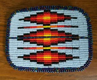 Old Hand Crafted Cut Beaded Geometric Design Native American Indian Belt Buckle