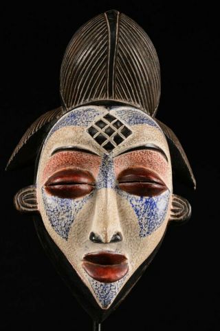 10187 African Old Punu Mask Gabon Wood Carved