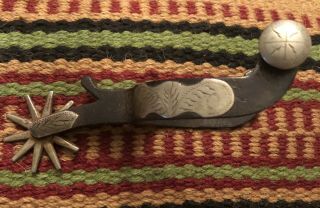 Silver Mounted And Marked Crockett Spur With Chap Guarded Shank