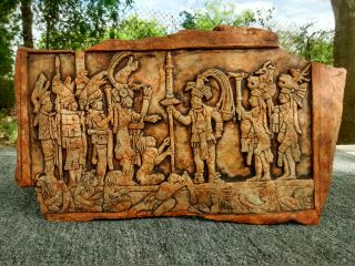Mayan Wall Plaque Maya Inca Sculpture Statue Aztec Pre - Columbian Prehispanic Art