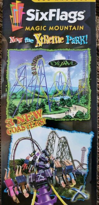 2001 Six Flags Magic Mountain Amusement Theme Park Guide Map Pamphlet Brochure