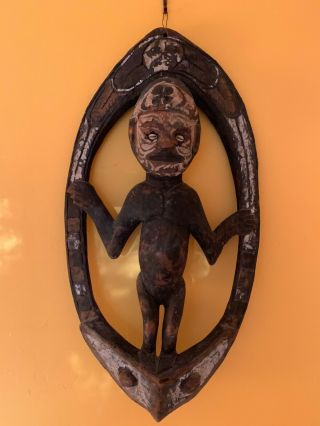 Hand Carved Wooden Painted African Wall Hanging