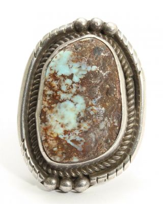 Navajo Fred Guerro Sterling Silver Large Spiderweb Dry Creek Turquoise Ring 925