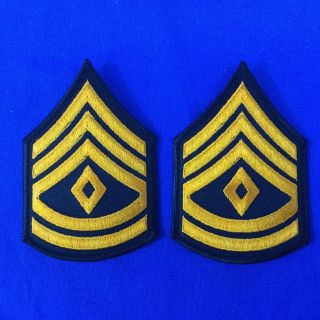 First Sergeant Stripe Patches Set Of 2 Black With Gold Embroidery