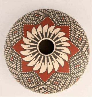 Mata Ortiz Pottery Maria Acosta Seed Pot Squares Spider Mexico Folk Art Ceramics