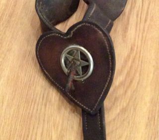 Vintage Leather Horse Breast Collar - Heart Center W/ Texas Star - Collect / Use