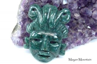 Large Mayan Face Jade Pendant Warrior Guatemalan Jadeite Maya Mf - 13 Burial Mask