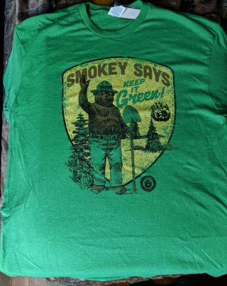 Vintage Looking Smokey The Bear Says Keep It Green T - Shirt Size Large