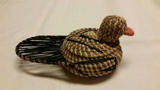 Coushatta / Koasati Duck - Shaped Basket Of Coiled Pine Needles