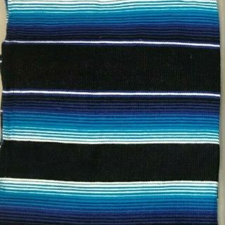 TWO PIECE SERAPE SET,  5 ' X 7 ',  Mexican Blanket,  HOT ROD,  Covers,  XXL,  BLUE - BLACK 3