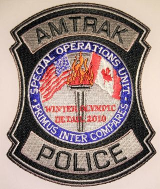 Amtrak Police 2010 Olympic Special Operations Unit Patch // Us
