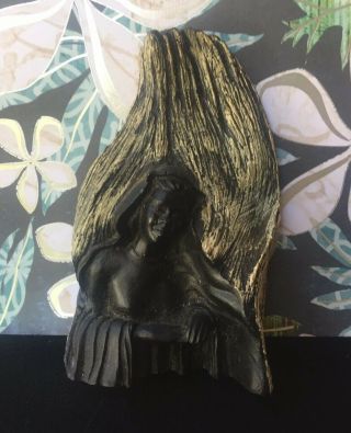 Vintage “maddona” Carved Hawaiian Black Coral Sculpture Frank Schirman Hawaii