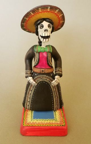 Mexican Female Mariachi Day Of The Dead Ceramic Folk Art Alfonso Castillo