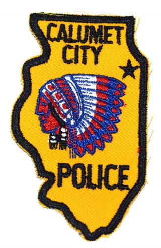 Calumet City Illinois Il Police Sheriff Patch State Shape Indian Native Vintage