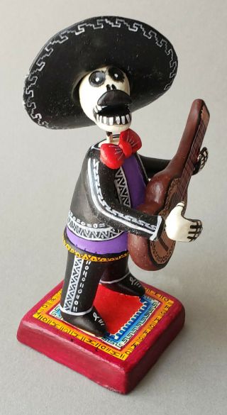 Mexican Guitar Mariachi Day Of The Dead Ceramic Folk Art Alfonso Castillo