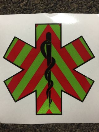4 " Star Of Life Chevron Paramedic Emt Ems Medic Vehicle Decal Sticker Reflective