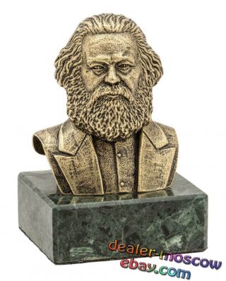 Bronze Brass Bust Karl Marx German Philosopher Socialist Revolutionary Kapital