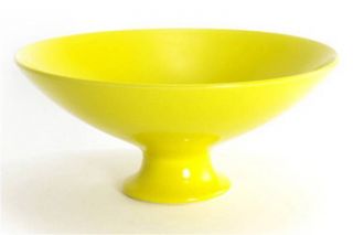 Japanese 10 " D X 4.  25 " H Ikebana Compote Pedestal Bowl Vase Yellow /made In Japan