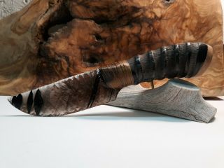 Springbok Lace Band Obsidian Knife Flint Knapping Art Kenny Hull Western Decor