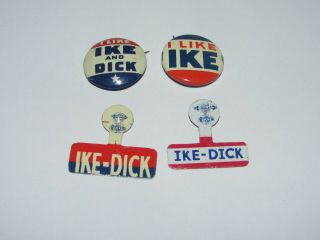 Set Of Eisenhower For President Litho Pins Ike And Dick