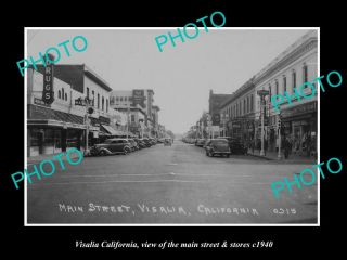 Old 8x6 Historic Photo Of Visalia California The Main Street & Stores C1940