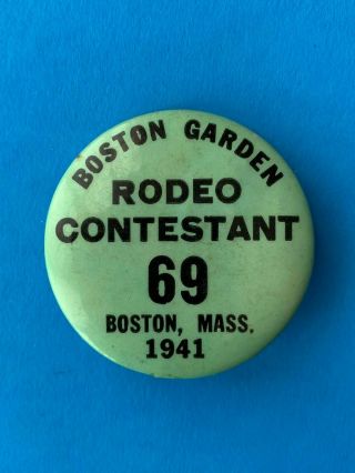 1941 Boston Garden Rodeo Cowboy Contestant Badge 69 Pin Button - Gene Autry