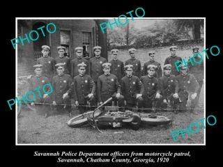 Old 8x6 Historic Photo Of Savannah Georgia The Police Motorcycle Squad C1930