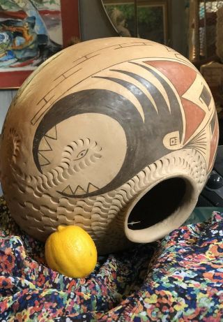 A Large Signed Mata Ortiz Ceramic Pot By Edmundo Lopez.