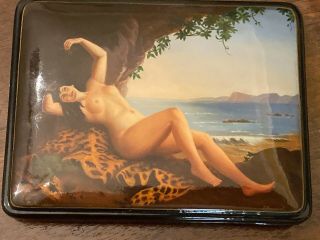 Ivanou Of Fedoskino Russian Lacquer Box Nude By The Sea