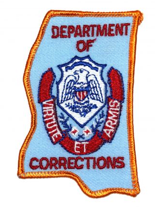 Mississippi – Dept Corrections – Ms Sheriff Police Patch – State Shape – Orange