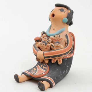 Native American Pottery Storyteller Doll Jemez Pueblo Signed P.  M.  Tosa 5.  75 " T