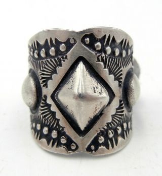 Navajo Vince Platero Hand Stamped Brushed Sterling Silver Ring