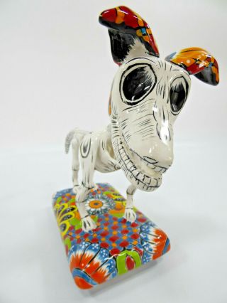 Dog Catrina Mexican Talavera Day Of The Dead,  Colorful Figurine,  Folk Art
