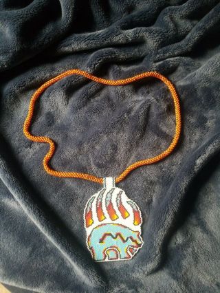 Native American (handcrafted Peyote/brick Stitched) Bear Paw With Heartline