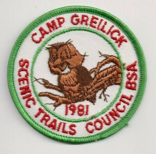 O Bsa Patch,  Camp Greilick 1981,  Scenic Trails Council Michigan Mi