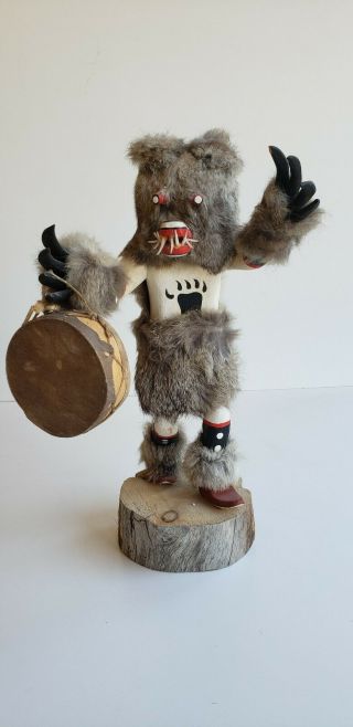 Native American Kachina Doll Signed By Thompson Largo 13” Tall Dancing Bear